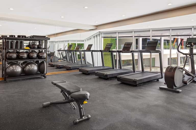 State-of-the-art fitness center with treadmills and exercise equipment