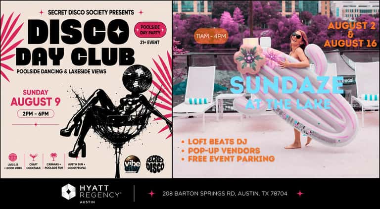 Event promotional poster for Disco Day Club and Sundaze poolside party