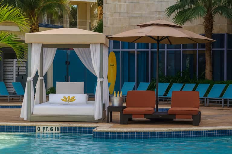 Cabana by the Pool + Dine for 4 people