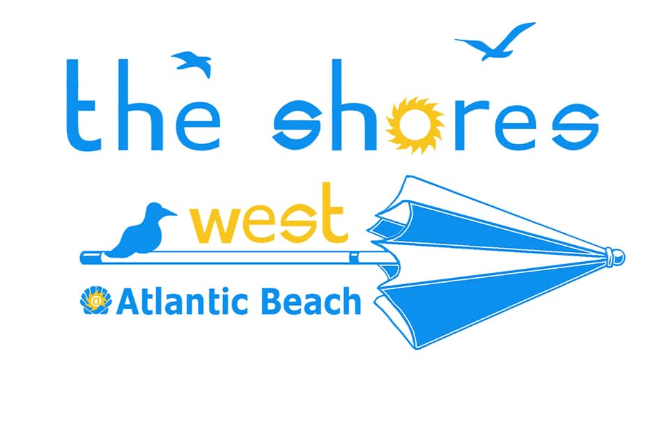 The Shores West Atlantic Beach logo with stylized sailboat and seabird graphics