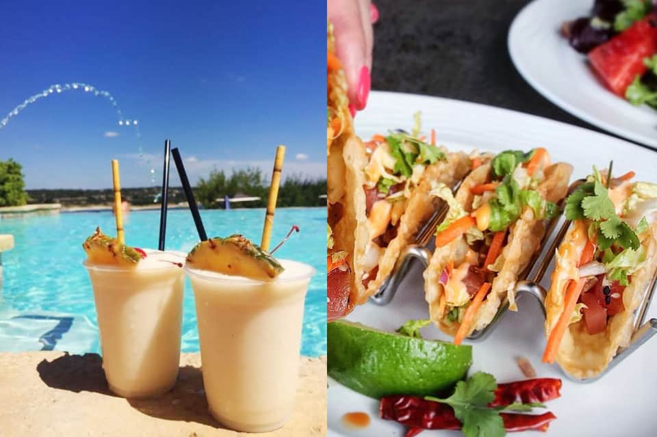 Tropical cocktails by the pool and gourmet tacos with fresh cilantro and lime