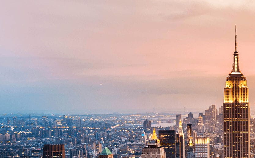 Aerial view of an early morning New York city